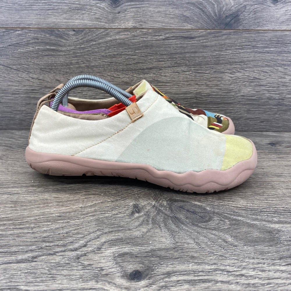 UIN Art Fashion Slip On Shoes Womens 6.5 Multicolor Graphic Canvas Flats